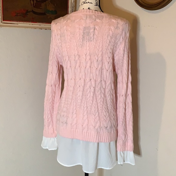 Elle Pink & White Mock Layer Sweater - Picture 4 of 8